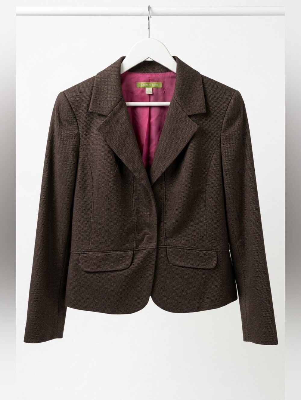 Sigrid Olsen Brown Blazer with Pink Lining